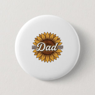 Vintage-Sonnenblumen-Hemd-Design für den Vater_1 Button