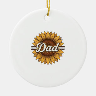 Vintage-Sonnenblumen-Hemd-Design für den Vater_1 Keramik Ornament
