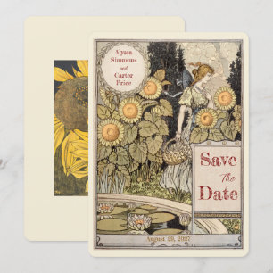 Vintage-Sonnenblumen-Herbst-Save-the-Date Einladung