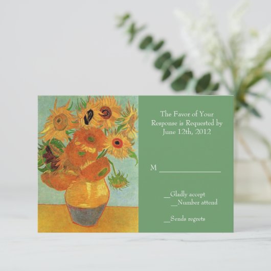 Vintage Sonnenblumen Hochzeit RSVP Karte (Stehend Vorderseite)
