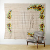 Vintage Sonnenblumen Hochzeitskabine aus hellem Fo Wandteppich (Beispiel (Horizontal))