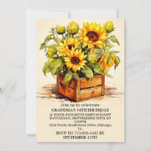 Vintage Sonnenblumen-Illustration Art Geburtstagsp Einladung (Vorderseite)