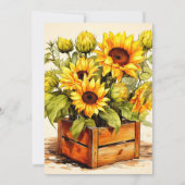 Vintage Sonnenblumen-Illustration Art Geburtstagsp Einladung (Rückseite)