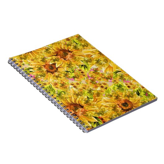 Vintage Sonnenblumen Kunst Notizblock (Rechte Seite)