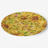 Vintage Sonnenblumen Kunst Pappteller (Schrägansicht)