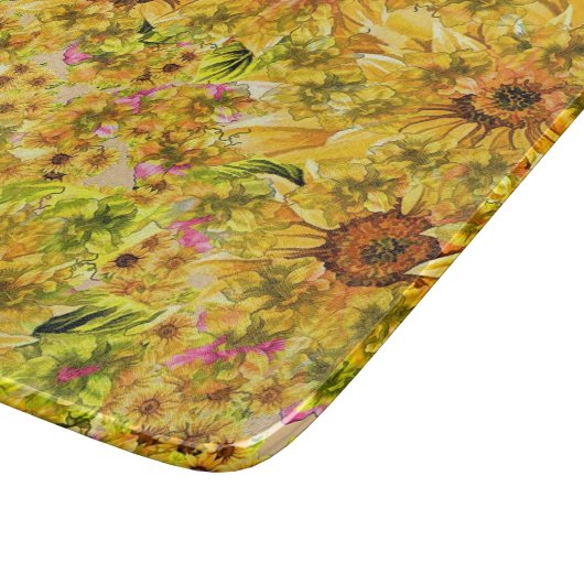 Vintage Sonnenblumen Kunst Schneidebrett (Ecke)