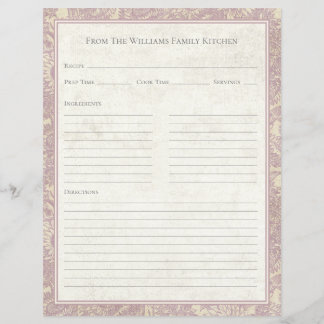Vintage-Sonnenblumen-Lavendel-Rezept-Papierblatt