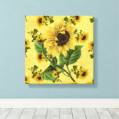 Vintage Sonnenblumen Leinwanddruck (Insitu (Holzboden))