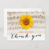 Vintage Sonnenblumen & Musikblatt Hochzeit Vielen  Postkarte (Vorne/Hinten)