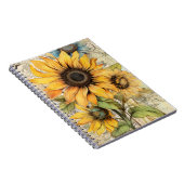 Vintage-Sonnenblumen. Notizblock (Rechte Seite)