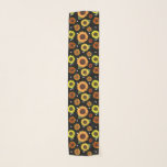 Vintage Sonnenblumen Polka Dos Fun Black Boho Prin Schal<br><div class="desc">Dieses schicke,  auffällige,  rustikale,  ländlich geprägte botanische Bild mit stylischen,  gelben,  orangefarbenen,  goldfarbenen und rostroten Aquarellblumen auf einem kontrastreichen schwarzen Hintergrund mit weißen Polka-Punkten verleiht Ihrem Kleiderschrank eine fröhliche,  boho Touch der Klasse.</div>