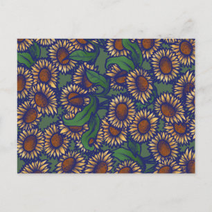 Vintage Sonnenblumen Postkarte