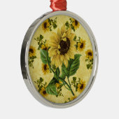 Vintage Sonnenblumen Silbernes Ornament (Rechts)