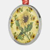 Vintage Sonnenblumen Silbernes Ornament (Links)
