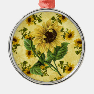 Vintage Sonnenblumen Silbernes Ornament