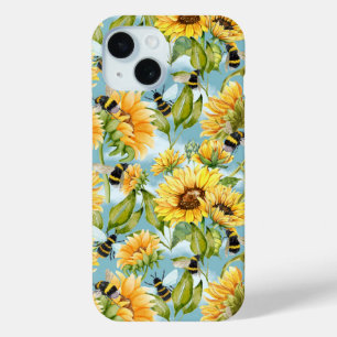 Vintage-Sonnenblumen- und Bienen-Nahtloses Muster Case-Mate iPhone Hülle