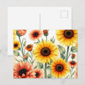 Vintage Sonnenblumen und Botanische Marigolds Postkarte (Vorne/Hinten)