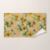 Vintage Sonnenblumen und Libellen Badhandtuch Set (Handtuch)