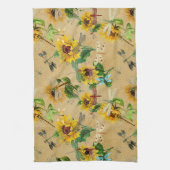 Vintage Sonnenblumen und Libellen Geschirrtuch (Vertikal)