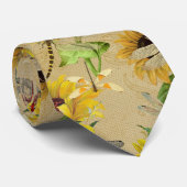 Vintage Sonnenblumen und Libellen Krawatte (Gerollt)