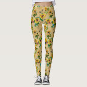 Vintage Sonnenblumen und Libellen Leggings (Vorderseite)