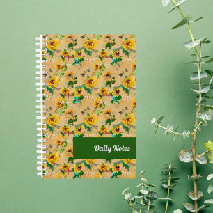 Vintage Sonnenblumen und Libellen Planer