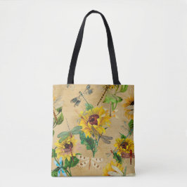 Vintage Sonnenblumen und Libellen Tasche