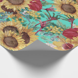 Vintage Sonnenblumen und tropische Wildblumen im S Geschenkpapier