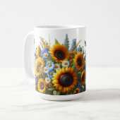 Vintage Sonnenblumenblume - personalisierte Umarmu Kaffeetasse (Vorderseite Links)