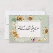 Vintage Sonnenblumenhochzeit Dankeskarte (Vorderseite)