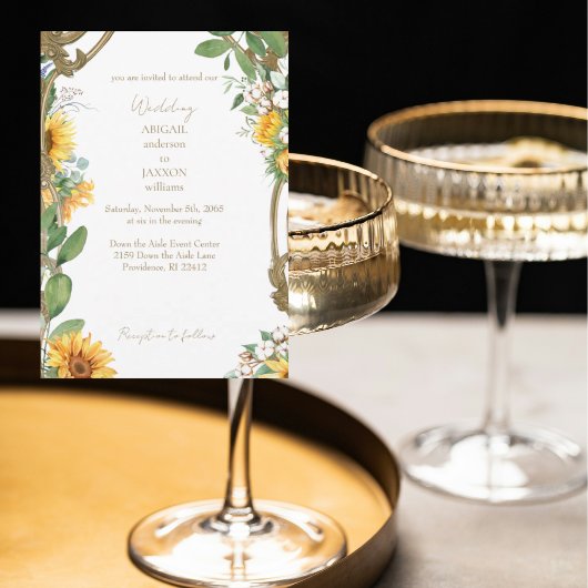 Vintage Sonnenblumenhochzeit Einladung