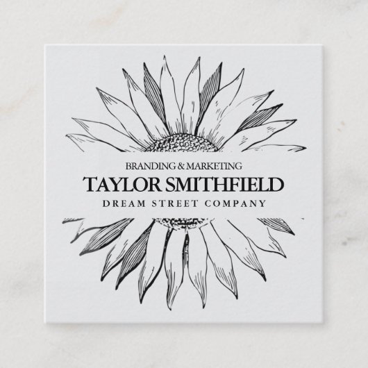 Vintage Sonnenblumenkarte Quadratische Visitenkarte (Vorderseite)