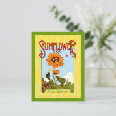 Vintage Sonnenblumenmusik Postkarte (Stehend Vorderseite)