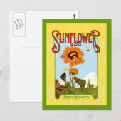 Vintage Sonnenblumenmusik Postkarte (Vorne/Hinten)