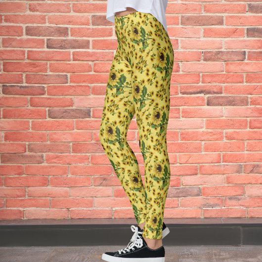 Vintage Sonnenblumenmuster Leggings