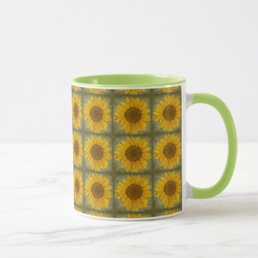 Vintage Sonnenblumenmuster Tasse (Rechts)