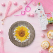 Vintage Sonnenblumenspitze Barnholz Rustikale Hoch Pappteller (Party)