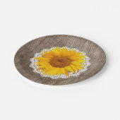 Vintage Sonnenblumenspitze Barnholz Rustikale Hoch Pappteller (Schrägansicht)