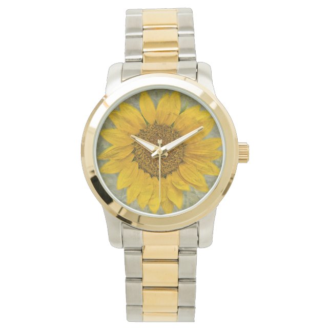 Vintage Sonnenblumenüberwachung Armbanduhr (Vorderseite)