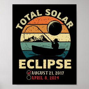 Vintage-Sonnenfinsternis 2024 Totalität Angeln Apr Poster