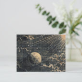 Vintage Sonnenfinsternis Mondwolken Postkarte (Stehend Vorderseite)