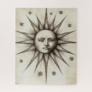 Vintage Sonnenfront - Retro-Gravur-Illustration Puzzle