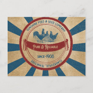 Vintage-Sonnenlicht-Futter-Hühner-Werbung Postkarte