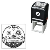 Vintage Sonnenstrahlen Ozean Earth Ex Libris Permastempel (Beispiel)