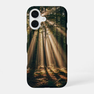 Vintage-Sonnenstrahlen-Wald iPhone 16 Hülle