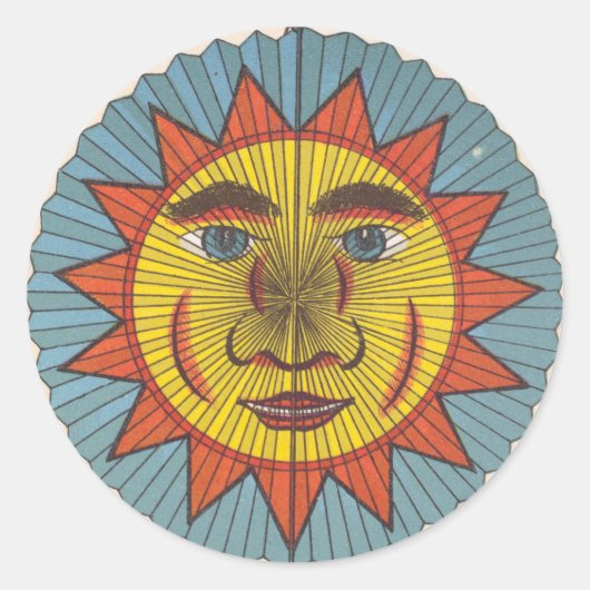 Vintage Sonnenstrahlung Runder Aufkleber (Vorderseite)