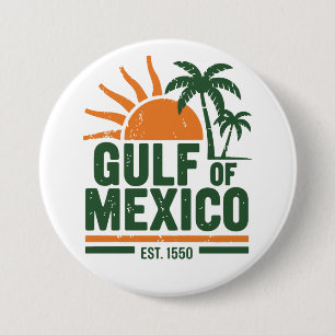 Vintage-Sonnenuntergang am Golf von Mexiko Strand Button