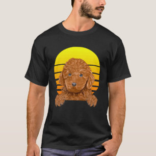 Vintage-Sonnenuntergang-Braun-Pudel-Hund T-Shirt