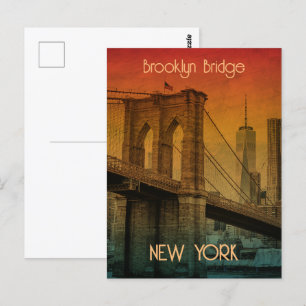 Vintage-Sonnenuntergang Brooklyn Bridge New York Postkarte