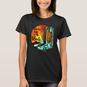 Vintage Sonnenuntergang Cowgirl Stiefel Schuldzuwe T-Shirt